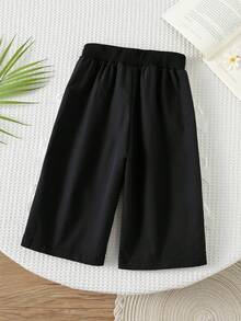 Baby Girl Casual Black Bow Elastic Waist Loose Pants - Multicolor - View 2