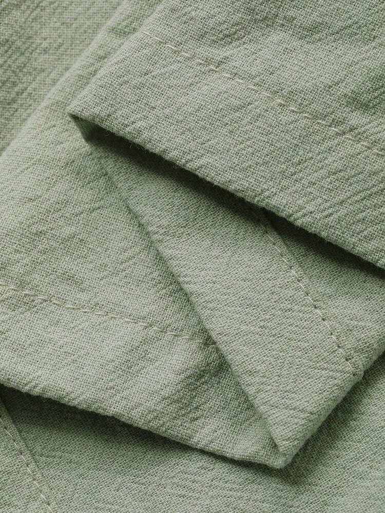 Green Short Sleeve Top And Shorts Men's Pajama Set, Summer