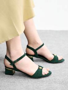 CUCCOO BIZCHIC Women's Round Toe Sandals, French Elegant Goddess Style Strap Thick Heel High Heels, Suitable For Dresses In Summer Summer Shoes - Green - View 4