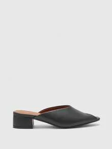 CUCCOO BIZCHIC Giày mules bít mũi, gót chunky màu đen, kiểu dáng đơn giản và đa năng, thích hợp cho công sở và đi làm. - màu đen - Xem 6