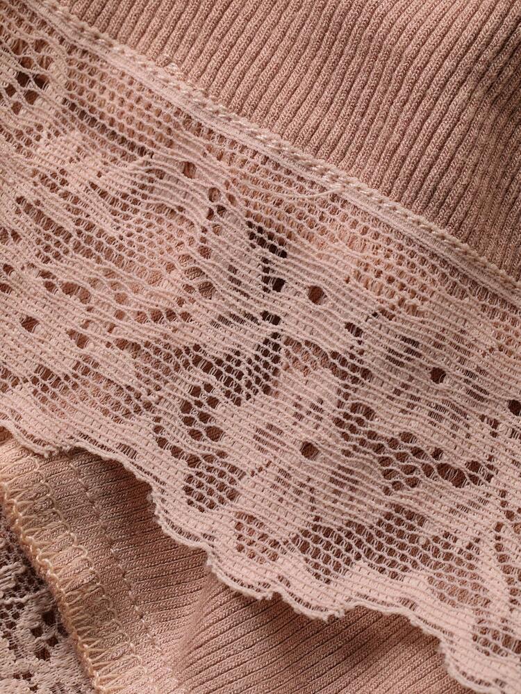 Romantic Lace Patchwork Bow Decor Women Short Sleeve Nightgown