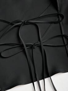 de tirantes elegante y sexy con espalda descubierta y lazo para el verano - Negro - Ver 6