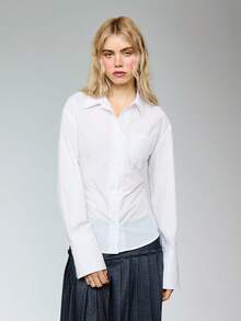 COUREZ Camisa con mangas largas y espalda anudada / Tops de verano Y2K sexy para salir, fiestas, festivales, elegante para salir y oficina - Blanco - Ver 6