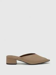 CUCCOO BIZCHIC Apricot Closed Toe Chunky Heel Mules, Simple & Versatile Work Commute Shoes Summer Shoes - Apricot - View 7
