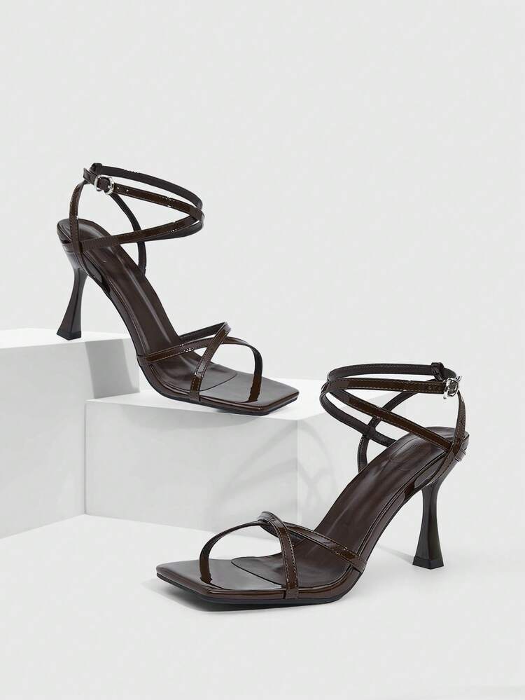 CUCCOO SZL Women's Sexy Kitten Heel Criss-Cross Strap Buckle Sandals, Summer