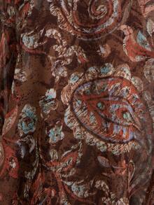 Frievida Đầm maxi nữ kiểu cổ điển lãng mạn, thanh lịch, cổ chữ V, xếp nếp, họa tiết paisley và hoa, tay loe, thích hợp cho kỳ nghỉ. - Cà phê nâu - Xem 7