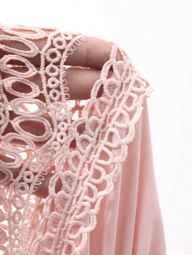 Elegant Sleeveless Lace Patchwork Hollow Out Embroidery Stand Collar Cinched Waist Dress For Women Wedding Guest Dress Summer Sun Dresses For Women
