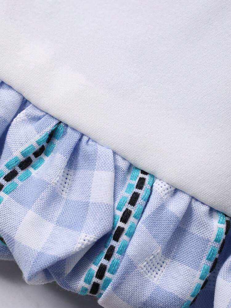 Spring & Summer Loose Casual Fashion Design Sweet Girl Plaid Color Block Puff Hem Casual Outdoor Street Wear Women Skirt