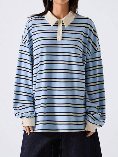 LYSMO Women's Casual Striped Raglan Long Sleeve T-Shirt