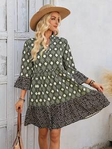 EMERY ROSE 女士休闲度假印花七分袖短裙 - 彩色 - 查看 4