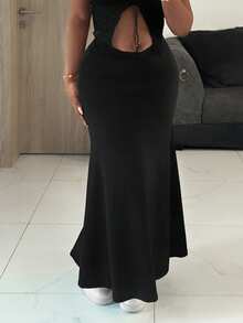 Slaydiva 早春新款，春夏音乐节，情人节，复活节休闲风，简约基础款，Y2K街头甜美风，畅销款，日常约会，辣妹风，性感，运动时尚风，交叉腰伞裙，A字裙，黑色半身裙，女士半身裙 -A - 黑色 - 查看 6