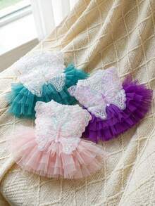 PETSIN 1件宠物蝴蝶仙女裙，小型犬/猫/狗通用服装，宠物公主风春季服装 - 彩色 - 查看 4