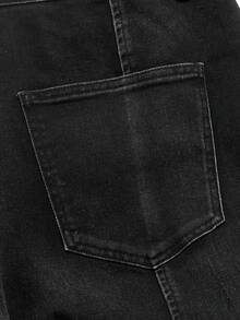 ROMWE MEN Street Life Men's Casual Washed Frayed Flared Jeans - Blue - View 6