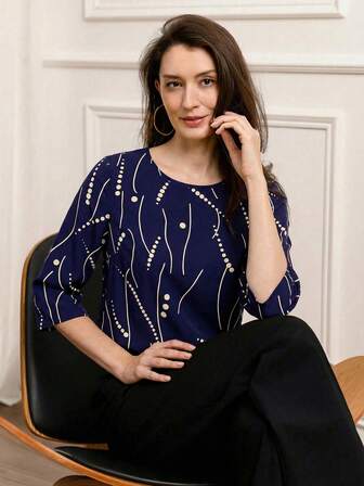 Miaspire Blouse ample et élégante à couleurs contrastées pour femmes