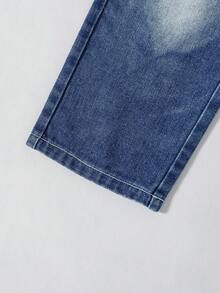 SHEIN Casuvi Kids Young Boy's Casual Fashion Street Style Loose Fit Wide Leg Jeans, Versatile For Daily Wear - Blue - View 5