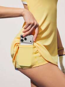 CourtClass 女士高尔夫连衣裙，无袖直筒镂空设计，带手机口袋，适合运动和户外锻炼 - 淡黃色 - 查看 7