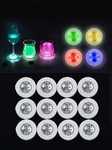 6/12pcs LED Colored Coasters, Illuminated Coasters, LED Sticker Lights, Bottle Lights, Bar Accessories - Luminous coaster - View 1