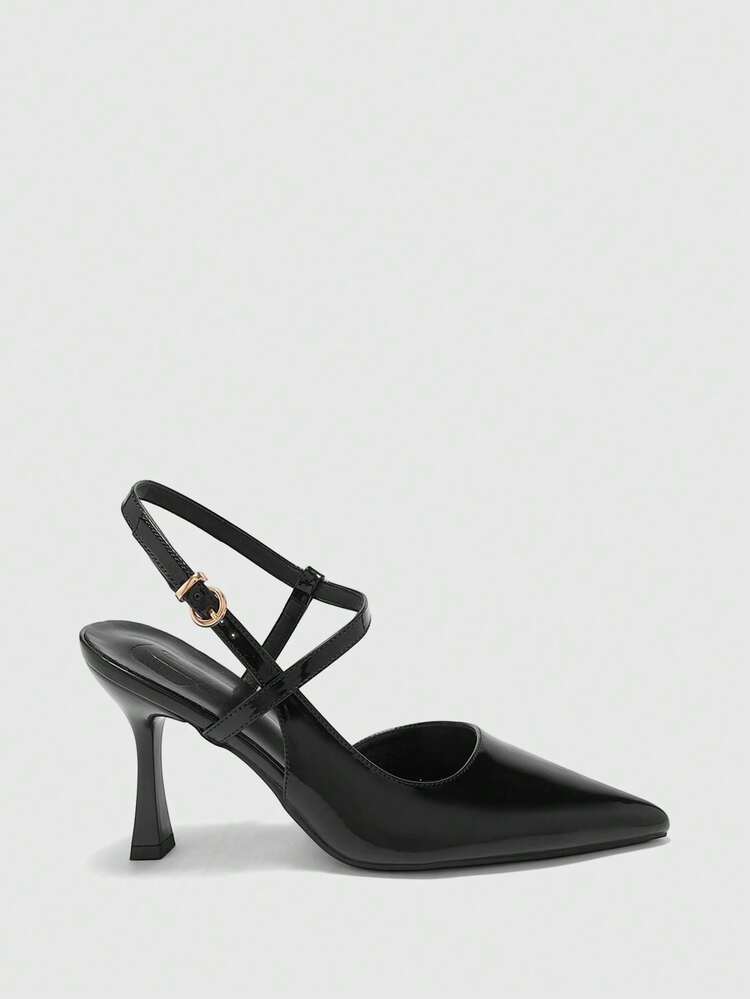 CUCCOO BIZCHIC Women Shoes Pointed Thin High Heel Black Ankle Strap Slingback Women's High Heel Shoes Simple Elegant Fashion Sexy Party Banquet Women's High Heel Shoes Women's Shoes Spring Shoes