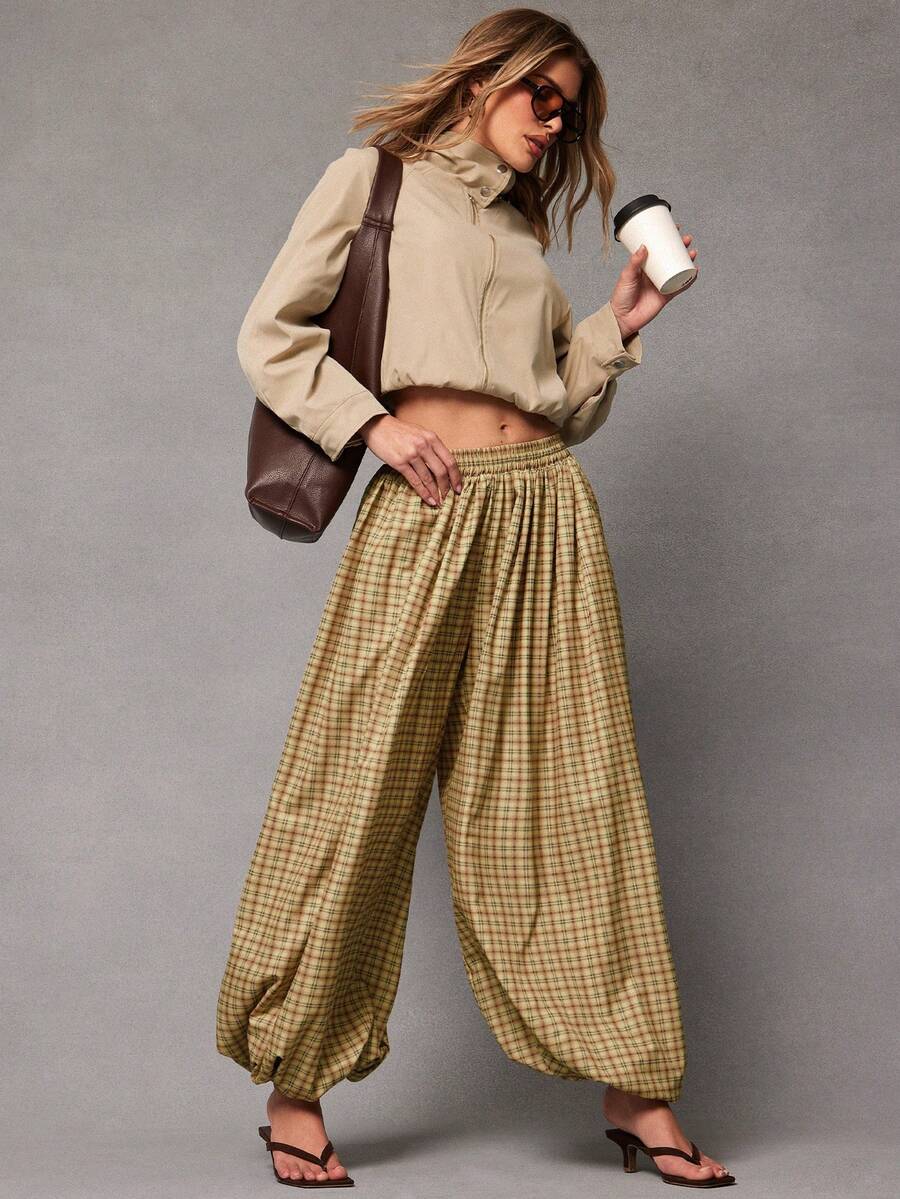 Hauture Spring Fashion New Plaid Loose Jogger Pants For Women - Multicolor - View 1