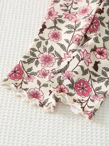 Cozy Pixies 2件套女婴卡通动物印花针织柔软圆领短袖上衣和松紧腰裤套装 - 白色 - 查看 7