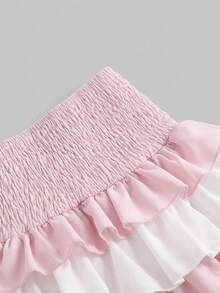 ROMWE J-Fashion Chân váy ngắn nữ phối màu tương phản, kiểu dáng thường ngày. - Hồng - Xem 3