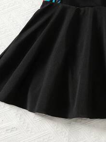 SHEIN 少女彩色热带植物印花拉链连体泳衣连衣裙，保守款式，适合海滩度假穿着 - 彩色 - 查看 4