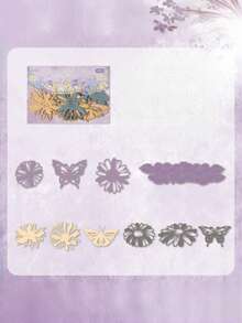 1 Set Of 4 Pcs Floral Shadow Cutout Hand-Drawn Journal Stickers Material Paper - Retro DIY Collage Non-Adhesive Hand-Drawn Journal Stickers - Flower shadow tracing hollowed out - View 9