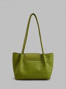 Ontre Fashion Women's Handbag, Embossed Woven PU Shoulder Bag - Green - View 4