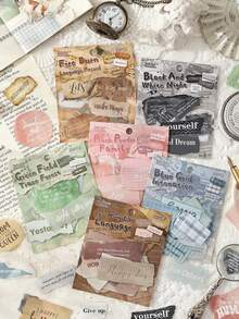 2 Set Of 50 PCS Memories Quotes For Journal Stickers Scrapbook Stickers Vintage English Label Scrapbooking Junk Journal Embelishment Decoration Stickers - various - View 1