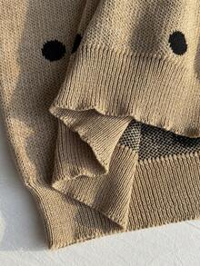 Comfortcana 可爱波点针织圆领毛衣，带蝴蝶结 - 杏色 - 查看 10