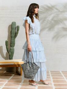 SHECARRY Fashionable Woven Shoulder Tote Bag, Suitable As A Gift For Friends, Girlfriends, And Family Members - Blue - View 8