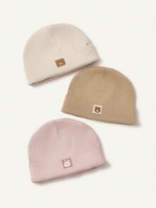 Cozy Pixies 3pcs/Set Newborn Baby Soft Comfortable Animal Pattern Beanies, Suitable For Outdoor Use To Keep Warm - Multicolor - View 5