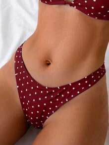 SHEIN Swim Basics Quần bikini nữ in chấm bi kiểu dáng thường ngày - Nhiều màu - Xem 3