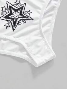 ROMWE 3pcs/Set Women Gothic Star Print Panties With Letter Waistband - Multicolor - View 4