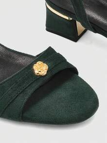 CUCCOO BIZCHIC Women's Round Toe Sandals, French Elegant Goddess Style Strap Thick Heel High Heels, Suitable For Dresses In Summer Summer Shoes - Green - View 8