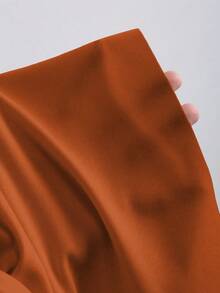 Sweetra 女士新款秋季西部牛仔风沙滩休闲抽绳腰不对称荷叶边迷你裙 Y2K - 亮橙色 - 查看 6