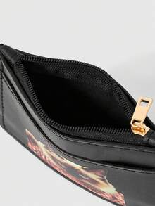 ROMWE Kawaii 纯黑猫头造型卡片包 - 黑色貓 - 查看 5