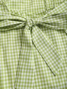 Sweetra 春夏女士花卉格纹印花吊带背心和荷叶边迷你裙两件套，休闲浪漫度假装 - 綠色 - 查看 8