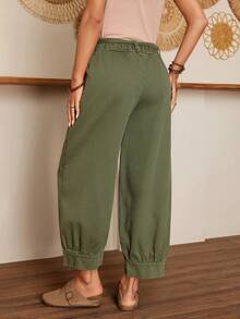 EMERY ROSE 女士休闲宽松直筒工装牛仔裤，军绿色 - 軍綠色 - 查看 2