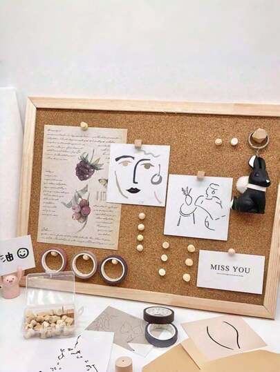 优质软木公告板，橡木框架 - 愿景板、软木板，适用于办公室和家居装饰、学校用品、大学返校季房间装饰、教室、宿舍