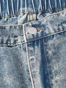 SHEIN MOD Jeans casuales de pierna recta de talla grande, azul - Azul lavado medio - Ver 3
