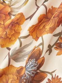 SHEIN MOD 大码女式印花弹力腰喇叭裤，休闲百搭，适合外出穿着，印花裤，花裤，喇叭裤，印花裤，嬉皮裤，夏季穿搭，夏季裤装，喇叭裤，女士夏季长裤，印花裤，女士度假装，Y2K风格，女士沙滩装，乡村音乐会服装，女士乡村服饰 - 橘色 - 查看 4