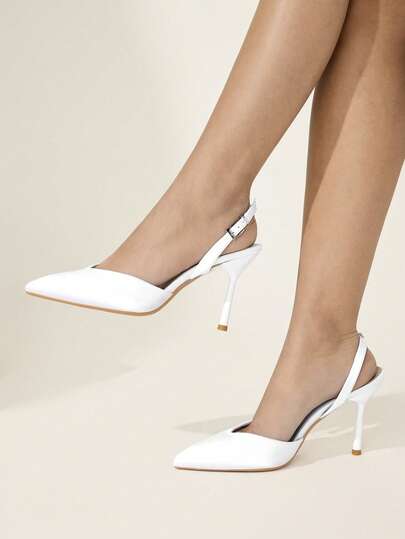 CUCCOO CHICEST 优雅法式尖头缎面高跟凉鞋，女士时尚成熟风格，配有踝带，适合通勤、约会和其他场合。