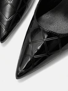 CUCCOO CURVES Women's Fashionable Elegant Pointed Toe Wide Fit High Heels For Christmas - mirror black - View 8