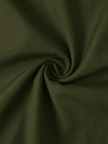 SHEIN 孕妇纯色高腰斜插口袋休闲百搭阔腿裤 - 軍綠色 - 查看 5