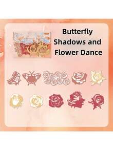 4-Piece Flower Shadow Hollow Sticker Paper Set | Retro Non-Adhesive DIY Collage Supplies For Cross-Border - suit - View 4
