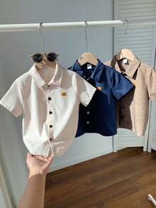 SHEIN 3件套儿童男童休闲宽松Polo衫，短袖，适合春夏季各种场合，如郊游、情人节、约会、旅行、家庭聚会、返校、婚礼、派对、运动、生日等。 - 彩色 - 查看 4