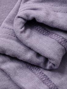 DAZY Ensemble de vêtements de détente pour femmes en tricot de couleur unie avec cordon de serrage à l'ourlet - Prune - Voir 7