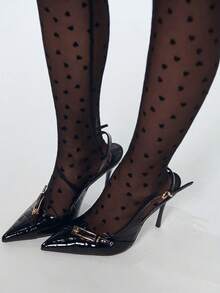 Sweetina 女士性感爱心网纱透视打底裤 - 黑色 - 查看 8