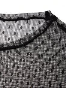 Men's Contrast Trim Mesh Sheer Round Neck Short Sleeve Base Layer Top - Black - View 4